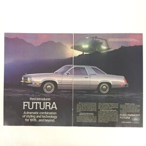 Vintage 1978 Ford Fairmont Futura Coupe Print Ad Classic Garage Car Show Display